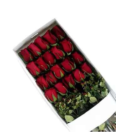 Caja con 20 rosas rojas