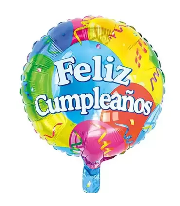 Globo con mensaje "Feliz Cumpleaños".