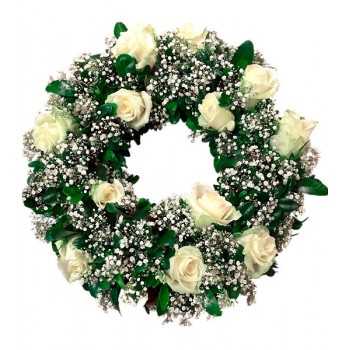 Corona Fúnebre de Rosas Blancas