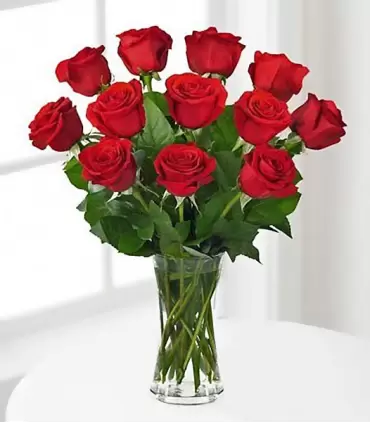 Florero con 12 Rosas